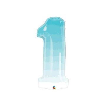 34 inch-es Number 1 Kék Ombre Mintás Fólia Lufi