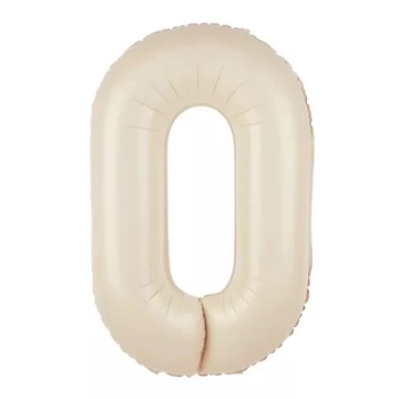 Krém színű 0. szám fólia lufi, 86 cm