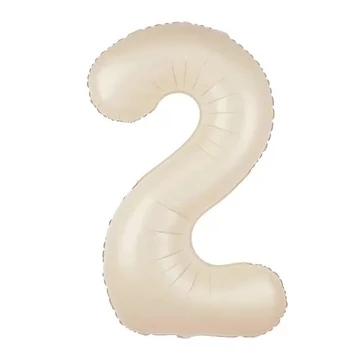 Krém színű 2. szám fólia lufi, 86 cm