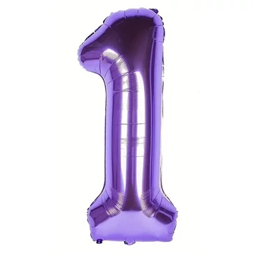 Lila 1. szám fólia lufi, 81 cm