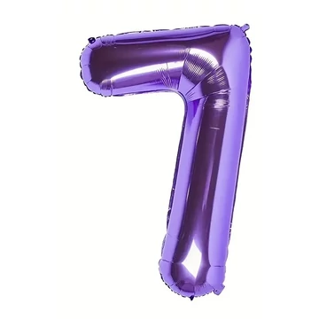 Lila 7. szám fólia lufi, 81 cm