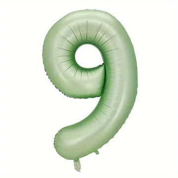 Oliva zöld 9. szám fólia lufi, 86 cm