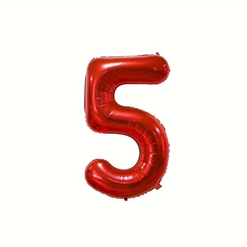 Piros 5. szám fólia lufi, 81 cm