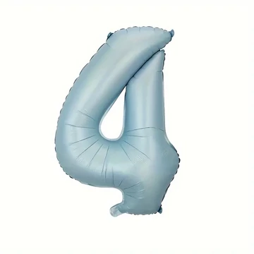 Világoskék 4. szám fólia lufi, 81 cm
