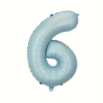 Világoskék 6. szám fólia lufi, 81 cm