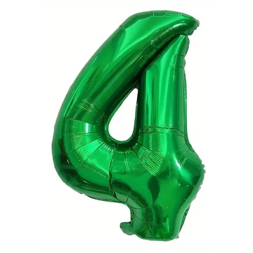 Sötét zöld csillogó 4. szám fólia lufi, 81 cm