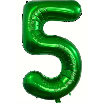 Sötét zöld csillogó 5. szám fólia lufi, 81 cm