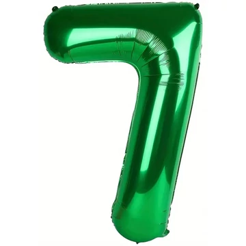Sötét zöld csillogó 7. szám fólia lufi, 81 cm