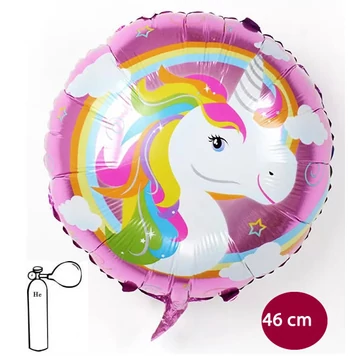 Unikornis fej fólia lufi, gömb, 46 cm 