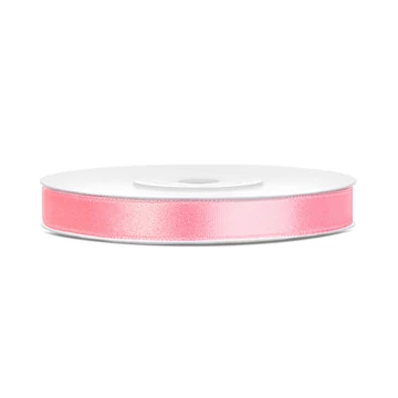 Dekor szaténszalag, világos pink, 6mm