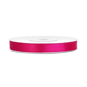 Dekor szaténszalag, sötét pink, 6mm