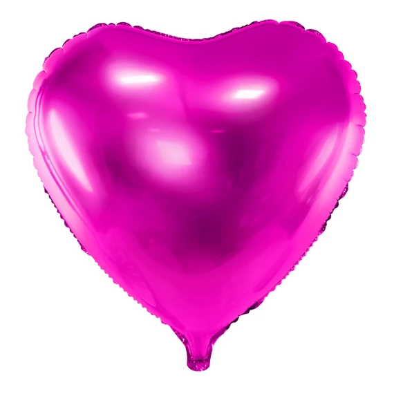 Szív alakú sötét pink fólia lufi, 19"/48cm