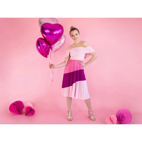 Szív alakú sötét pink fólia lufi, 19"/48cm