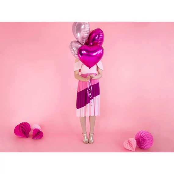 Szív alakú sötét pink fólia lufi, 19"/48cm