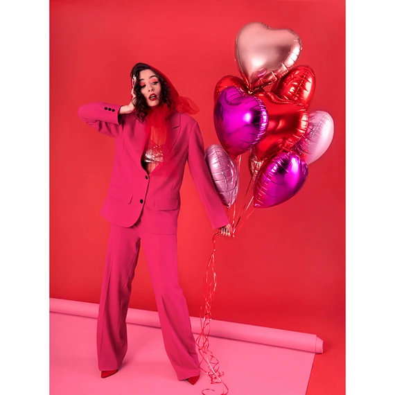 Szív alakú sötét pink fólia lufi, 19"/48cm