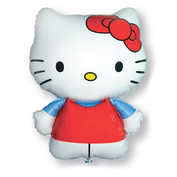 Fólia lufi, Hello Kitty, piros ruhás, 66 cm