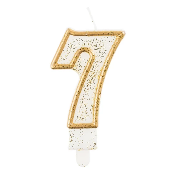 Tortagyertya, 7-es, fehér, arany szegéllyel