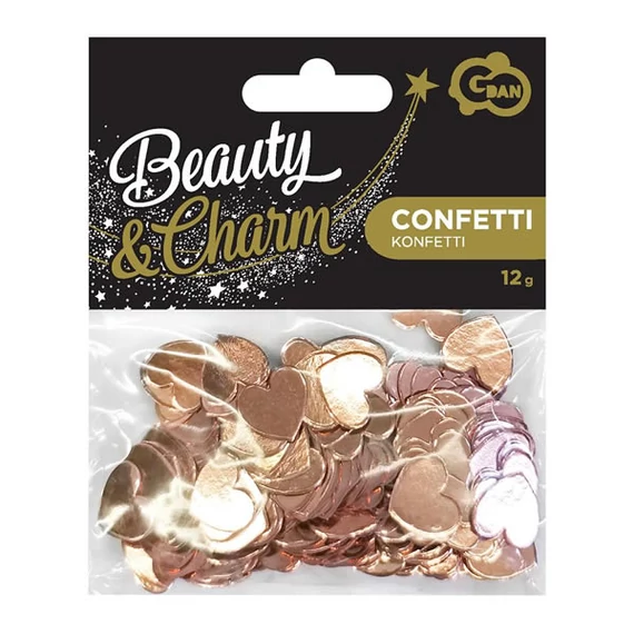 Konfetti, szív, rose gold - 12 gr