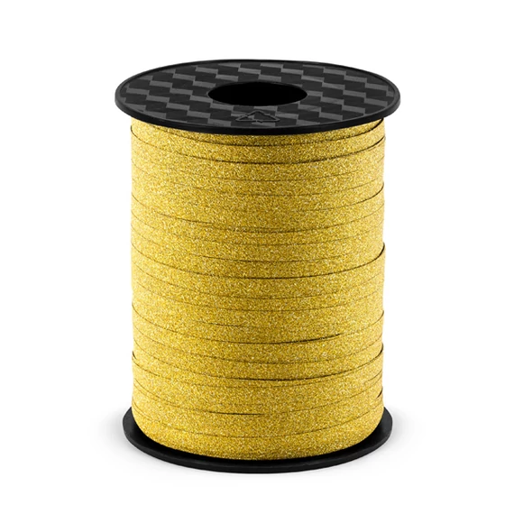 Lufi kötöző szalag 5 mm - glitteres arany - 10 méter/csomag