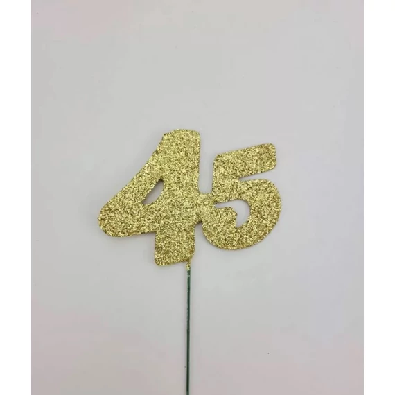 Arany csillámos szám drót pálcán - 45
