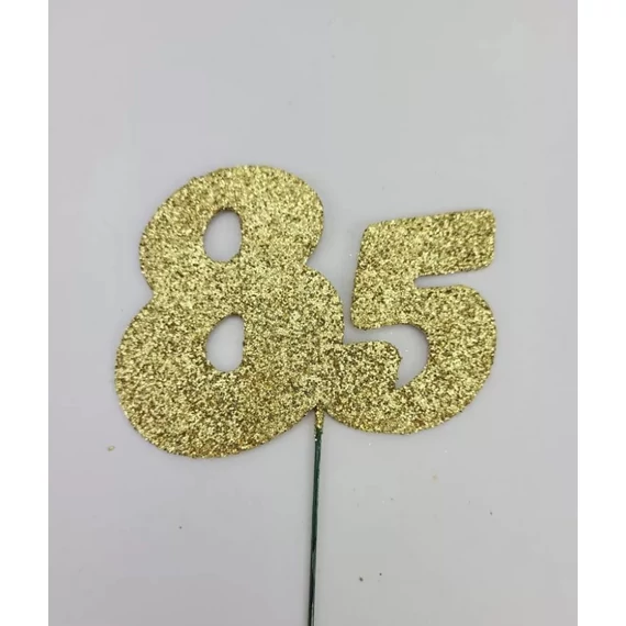 Arany csillámos szám drót pálcán - 85