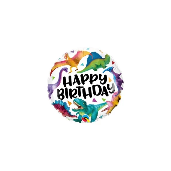 18 inch-es Birthday Colorful Dinosaurs Szülinapi Fólia Lufi