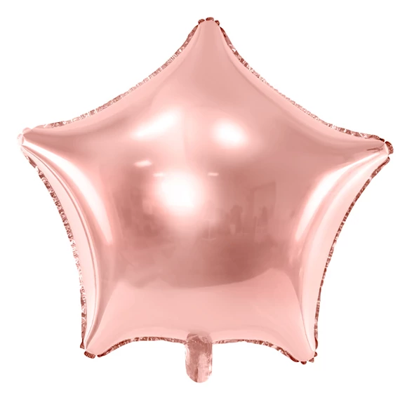 Csillag alakú rose gold matt fólia lufi, 19"/48cm