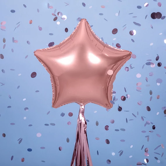 Csillag alakú rose gold matt fólia lufi, 19"/48cm