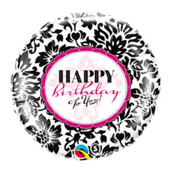 18 inch-es Elegáns Mintás - Birthday Elegant Damask Szülinapi Fólia Lufi