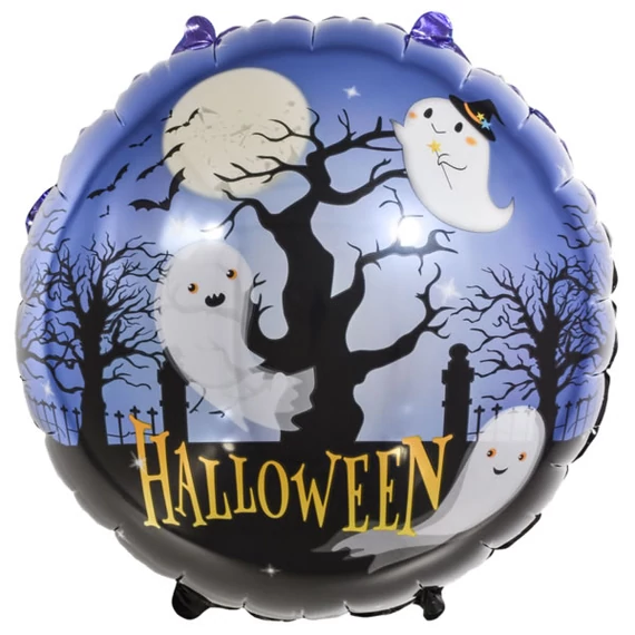 Fólia lufi, 18"/46 cm, halloween, temető szellemekkel
