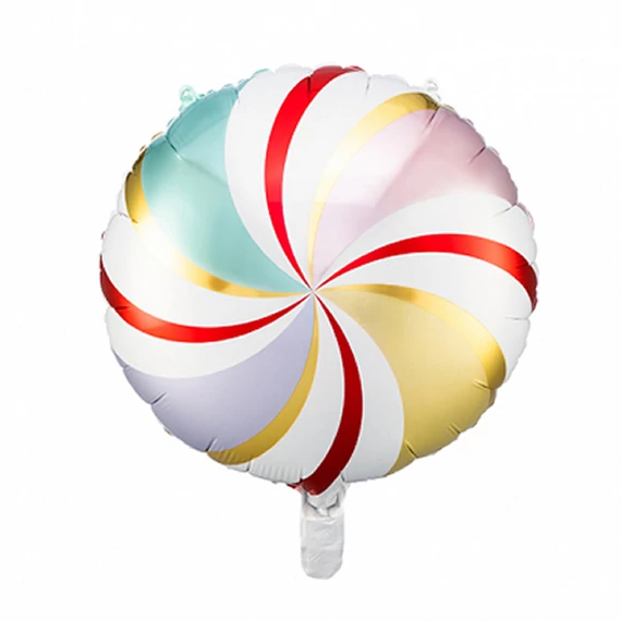 Cukorka alakú gömb fólia lufi, 35 cm
