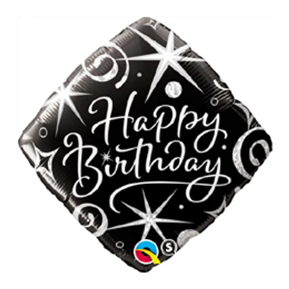 18 inch-es Birthday Elegant Sparkles and Swirls Szülinapi Fólia Lufi