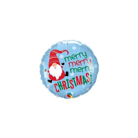 18 inch-es Manó Mintás - Merry Christmas Gnome Fólia Lufi