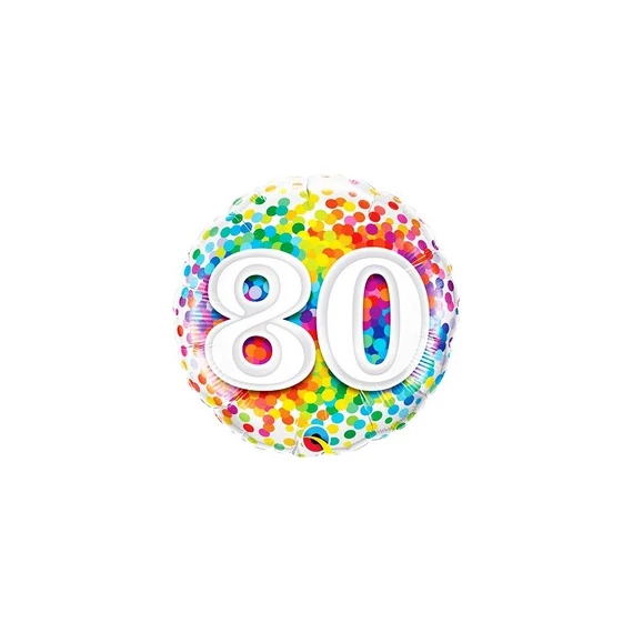 18 inch-es 80 Rainbow Confetti Szülinapi Fólia Lufi