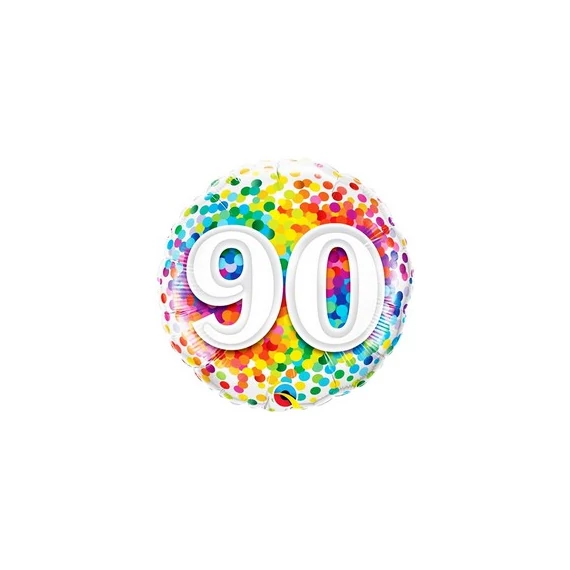 18 inch-es 90 Rainbow Confetti Szülinapi Fólia Lufi