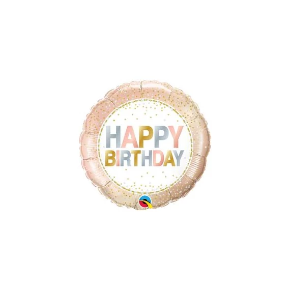 18 inch-es Arany Pöttyös Elegáns Happy Birthday Szülinapi Fólia Lufi