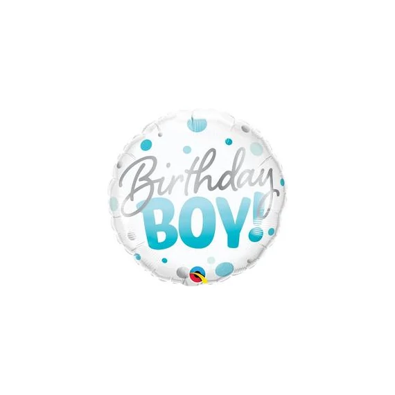18 inch-es Birthday Boy Blue Dots Szülinapi Fólia Lufi