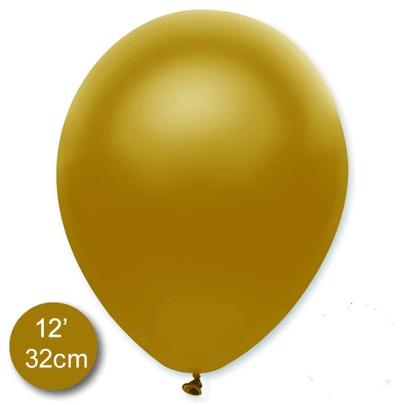 12 inch-es latex lufi - Metál arany (10 db/csomag)