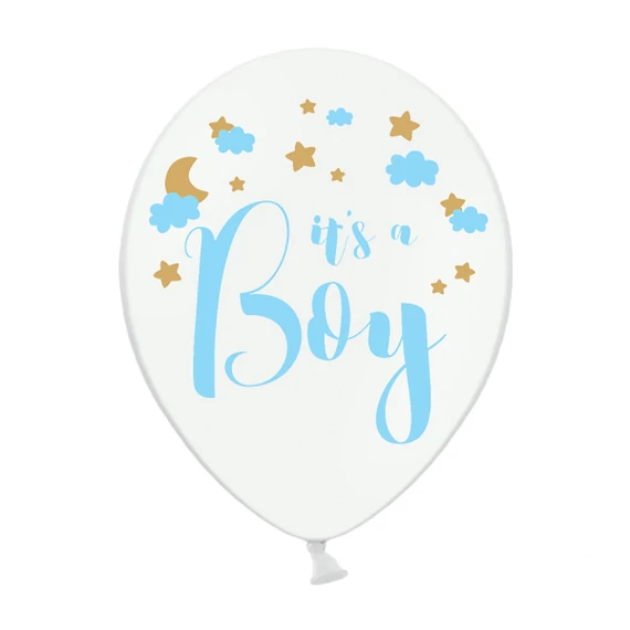 Babaváró latex léggömb, It's a boy, 5db/cs