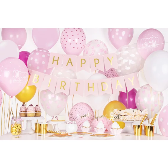 Pöttyös latex léggömb, 30cm, bébi pink - 10 db/csomag