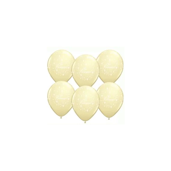 11 inch-es Sok Boldogságot Ivory Silk Virágmintás Lufi Esküvőre