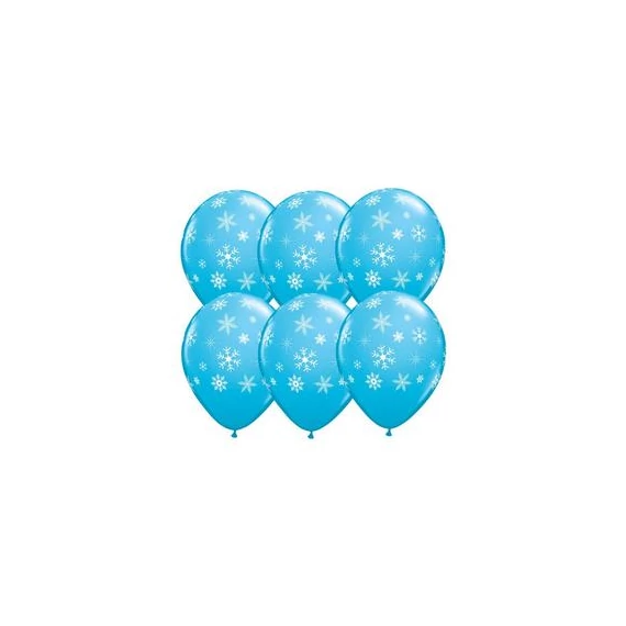11 inch-es Snowflakes and Sparkles Hópelyhes Robins Egg Blue Lufi (5 db/csomag)