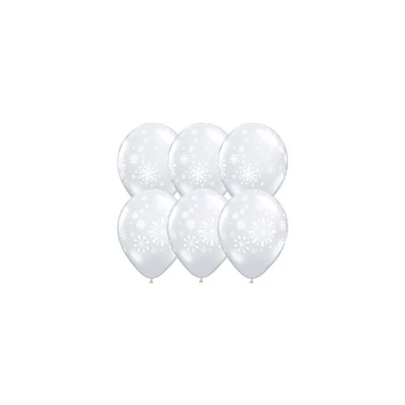 11 inch-es Contemporary Snowflakes - Hópehely Mintás Diamond Clear Karácsonyi Lufi (5 db/csomag)