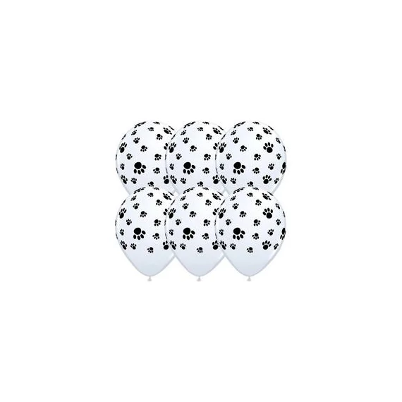 11 inch-es Paw Prints-A-Round Lufi (6 db/csomag)