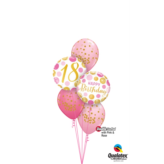 'Pink ‘N’ Gold 18' szülinapi lufi csokor