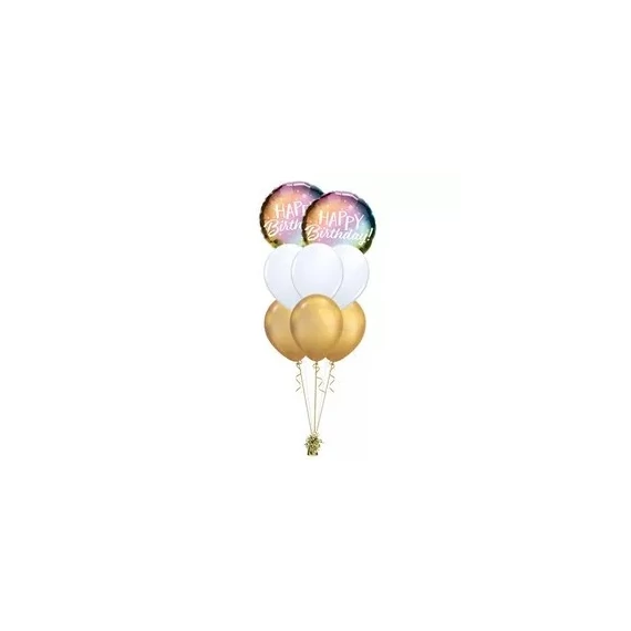 'Gold & White with Shine Birthday' szülinapi lufi csokor