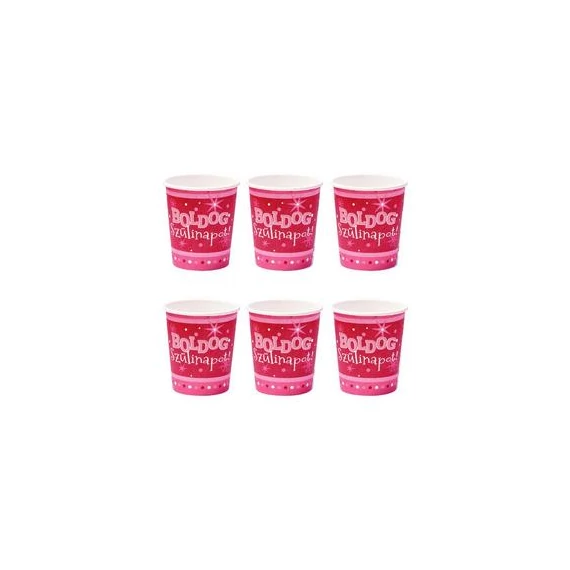 Boldog Szülinapot Rózsaszín Parti Pohár - 250 ml, 6 db-os