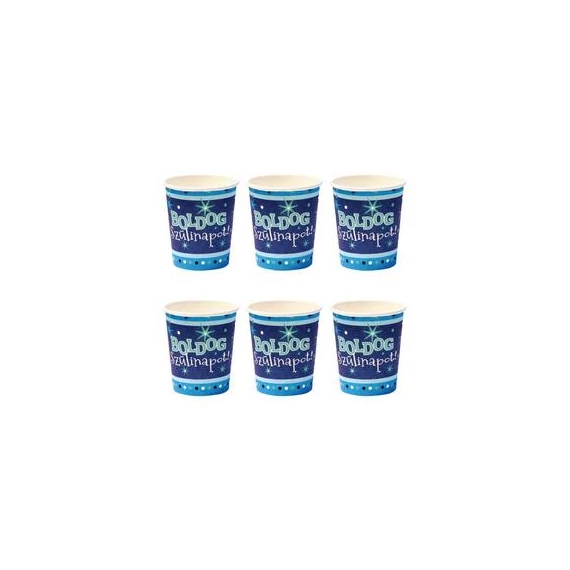 Boldog Szülinapot Kék Parti Pohár - 250 ml, 6 db-os