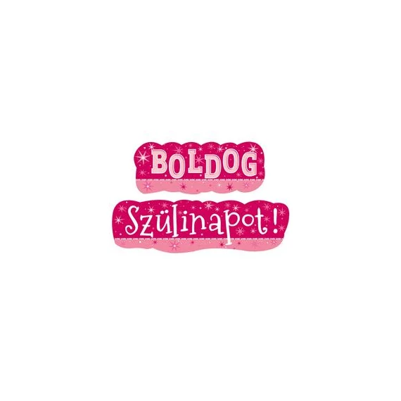 Boldog Szülinapot! Rózsaszín Lányos Banner - 148 cm x 27 cm