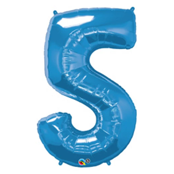 34 inch-es Number 5 Sapphire Blue - Zafírkék Számos Fólia Lufi
